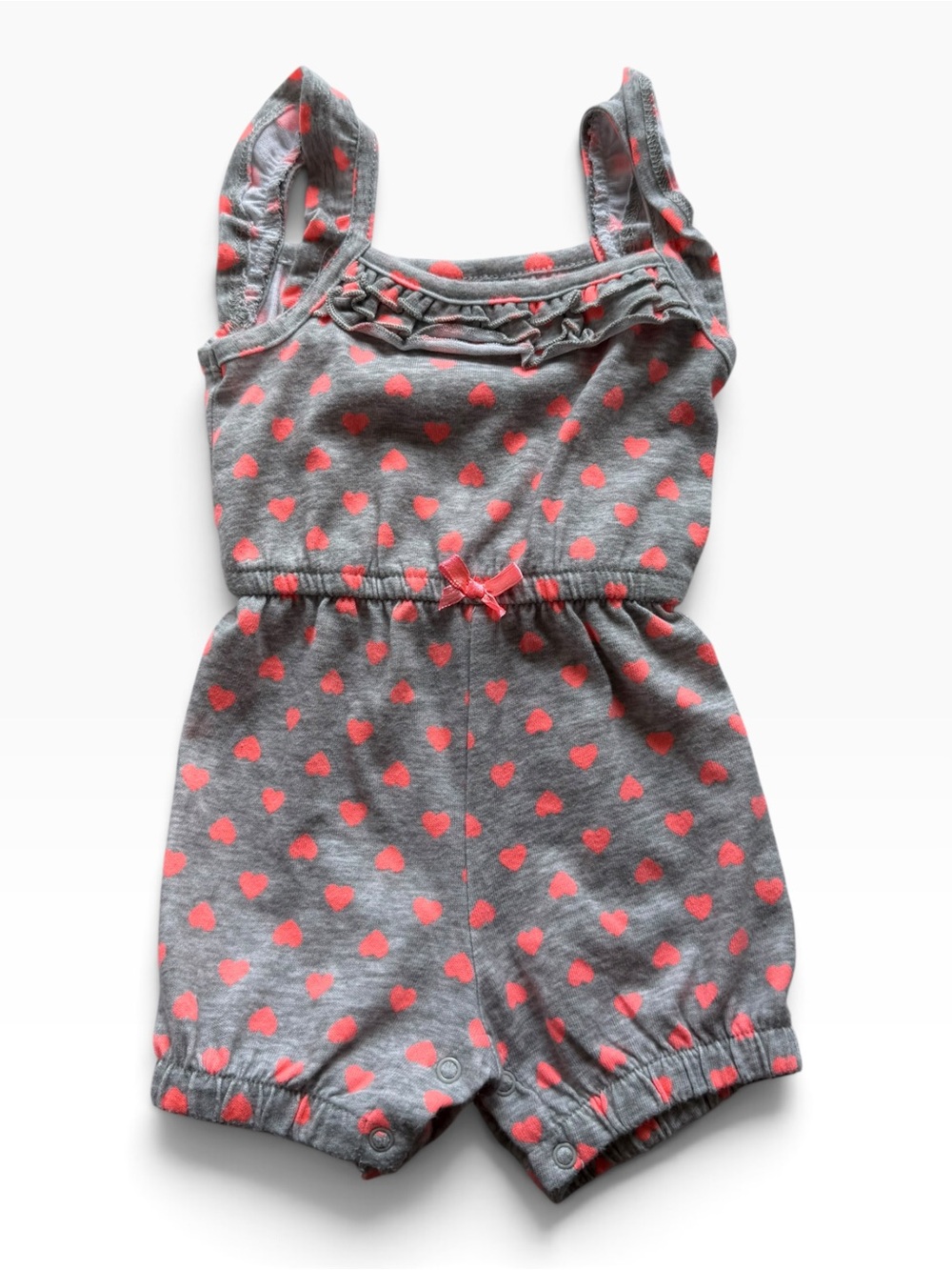 healthtex Gray Romper with Pink Heart Print